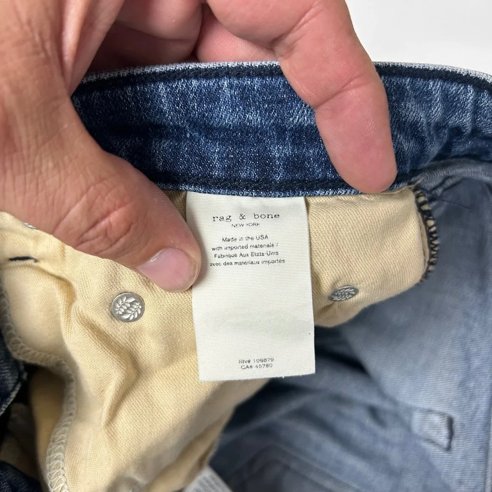 Rag & Bone Dre Slim Boyfriend Jeans Womens 30 Blue Distressed Low Rise